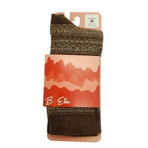 B.Ella‎ 52% Cashmere Wren Crew Socks Dark Brown Women's 7-9.5 M Cozy Warm Luxury